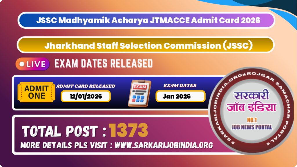 JSSC Madhyamik Acharya JTMACCE Admit Card 2026